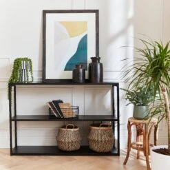 Etagère Bibliothèque Industrielle Basse Métal Noir 3 Niveaux