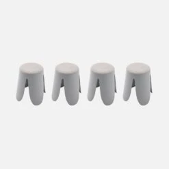 Set De 4 Tabourets Empilables Bouclette Texturée Couleur : Gris Clair