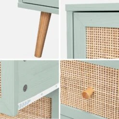 Commode Effet Bois Et Cannage 3 Tiroirs Couleur : Vert Céladon 9 Commode Effet Bois Et Cannage 3 Tiroirs Couleur : Vert Céladon -Meubles Boutique irat3dcabgc fd5b053859b3844126b0c46fd61e4029