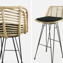 Tabouret De Bar Métal Et Rotin 75cm (lot De 2) Couleur : Noir -Meubles Boutique irawsto75bkx2 1a601db429e2703e3ec14db2999edc6e
