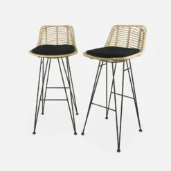 Tabouret De Bar Métal Et Rotin 75cm (lot De 2) Couleur : Noir -Meubles Boutique irawsto75bkx2 7d24e2a78299dc714f16e4ad235b9358