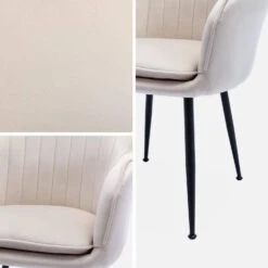 Fauteuil Velours Et Pieds Métal Couleur : Blanc Cassé -Meubles Boutique isharmvvofwh acaab7cb1e04455222d59002501a2268