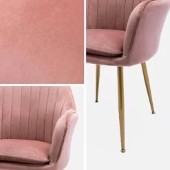 Fauteuil Velours Et Pieds Métal (lot De 2) Couleur : Vieux Rose -Meubles Boutique isharmvvopkx2 b95c9b2523dc21f21d85b3f9b693ece8