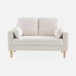 Canapé 2 Places Tissu Bouclette, Pieds Bois -Meubles Boutique isof2boucl 47f805332c36ea90f4da46405ad14ec9