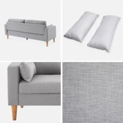 Canapé 3 Places Tissu, Pieds Bois Couleur : Gris Clair 9 Canapé 3 Places Tissu, Pieds Bois Couleur : Gris Clair -Meubles Boutique isof3lgy c3984bd373ec6526316959c569e4c617