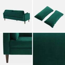 Canapé 3 Places Velours, Pieds Bois D'hévéa Couleur : Vert Anglais -Meubles Boutique isof3vvdg 5970b57cae5f403f8da0bc0ad2ee23ec