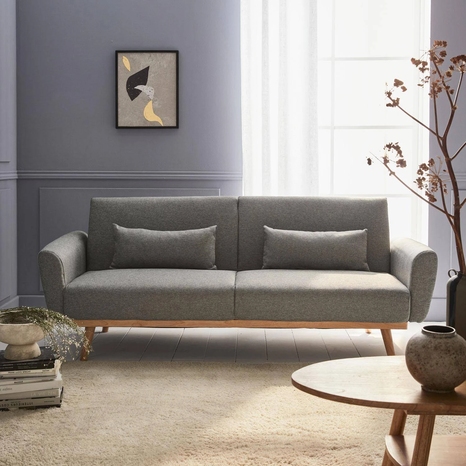 Canapé Convertible 2 à 3 Places Tissu Couleur : Gris Clair 1 Canapé Convertible 2 à 3 Places Tissu Couleur : Gris Clair