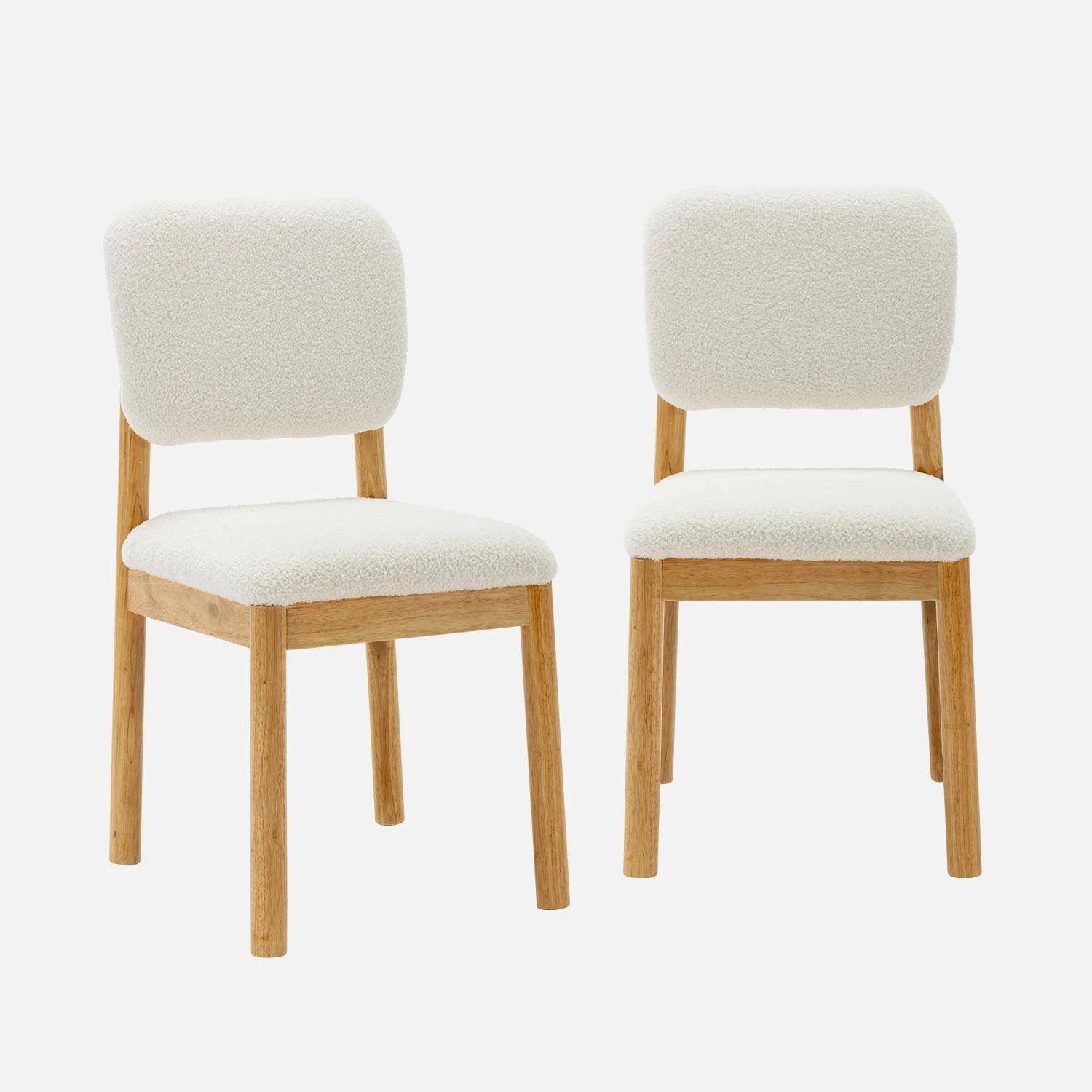 Chaises Bois D'hévéa Et Revêtement Bouclette (lot De 2) 1 Chaises Bois D'hévéa Et Revêtement Bouclette (lot De 2)