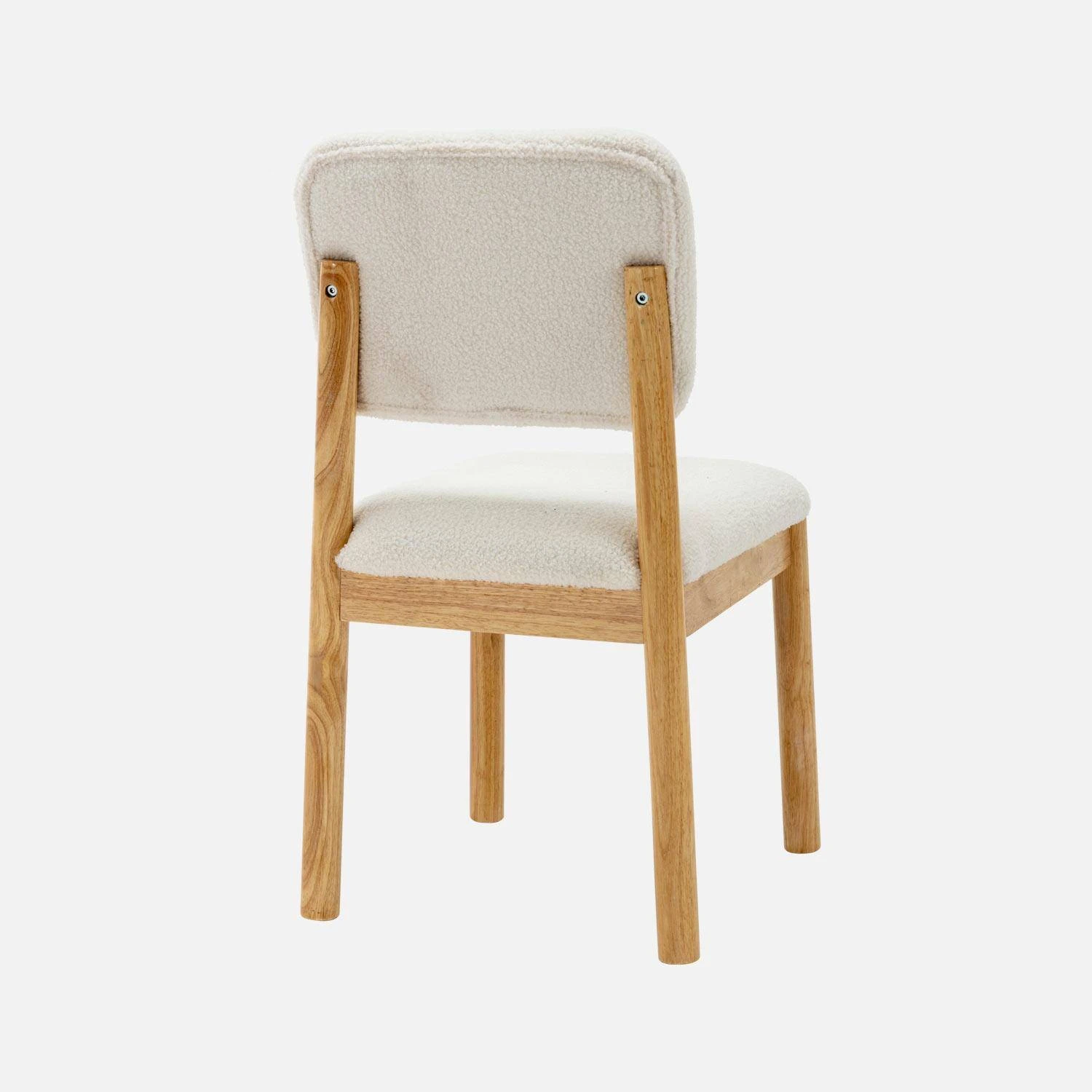 Chaises Bois D'hévéa Et Revêtement Bouclette (lot De 2) 3 Chaises Bois D'hévéa Et Revêtement Bouclette (lot De 2) – Image 3