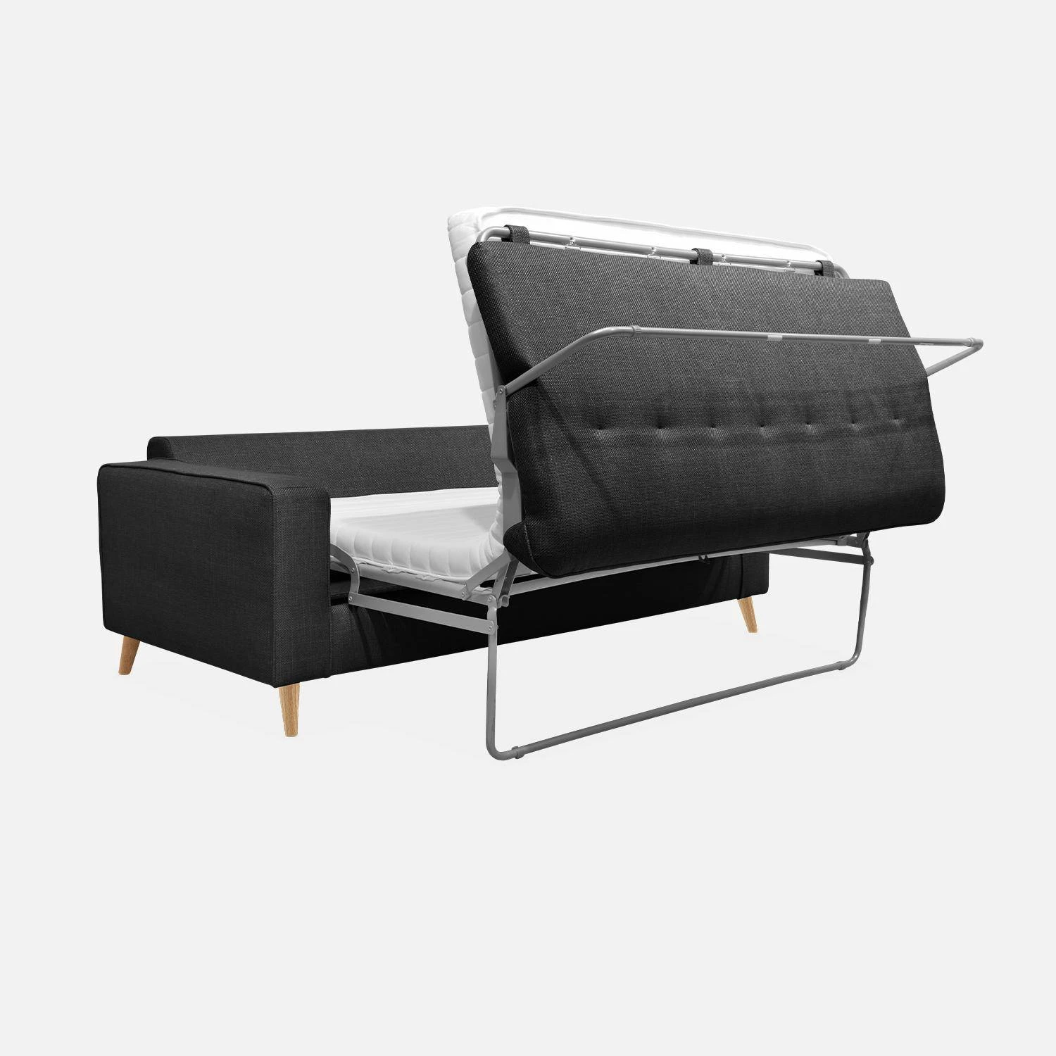 Canapé Lit Convertible 3 Places Avec Matelas 12cm - Fabriqué En France Couleur : Anthracite 7 Canapé Lit Convertible 3 Places Avec Matelas 12cm - Fabriqué En France Couleur : Anthracite – Image 7