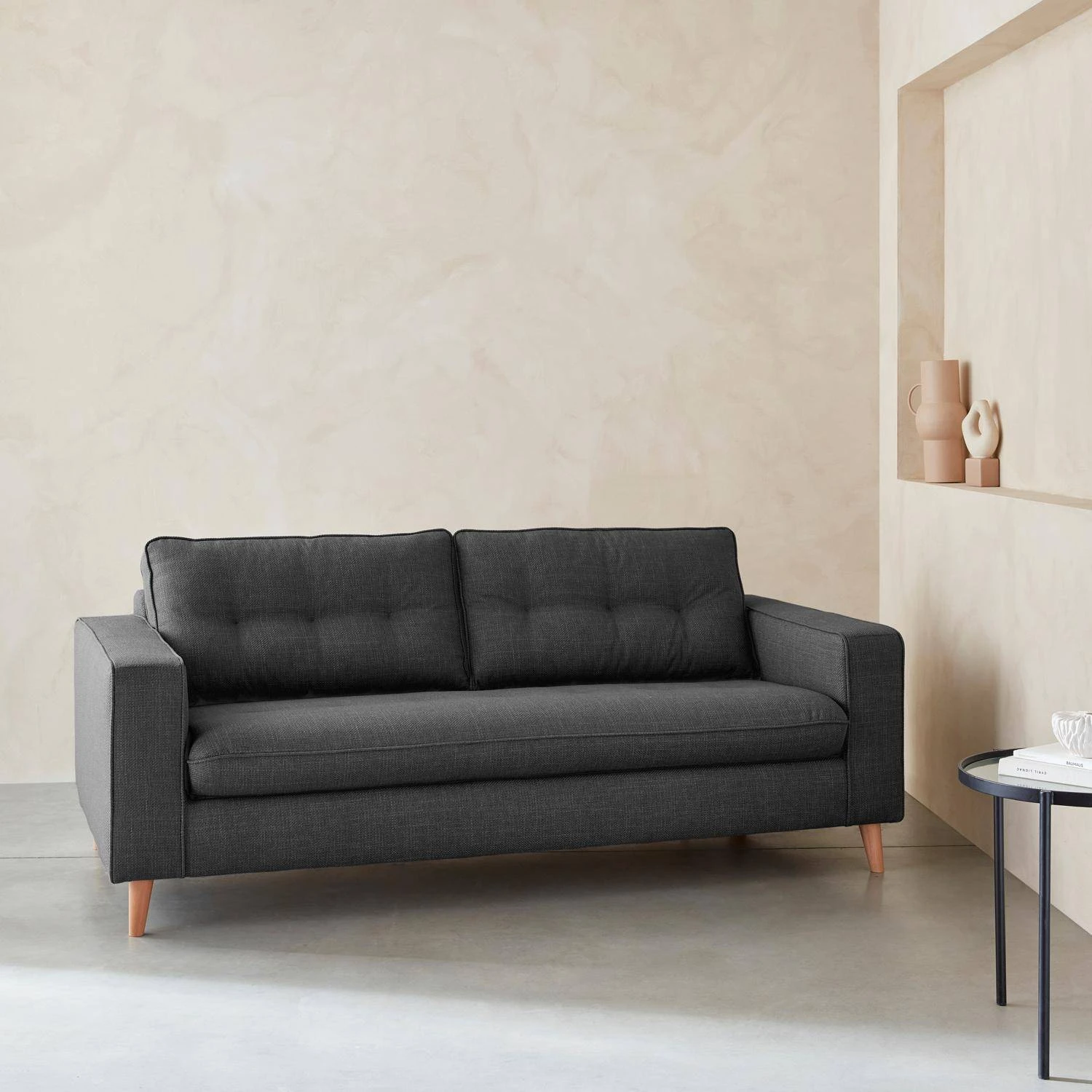 Canapé Lit Convertible 3 Places Avec Matelas 12cm - Fabriqué En France Couleur : Anthracite 2 Canapé Lit Convertible 3 Places Avec Matelas 12cm - Fabriqué En France Couleur : Anthracite – Image 2