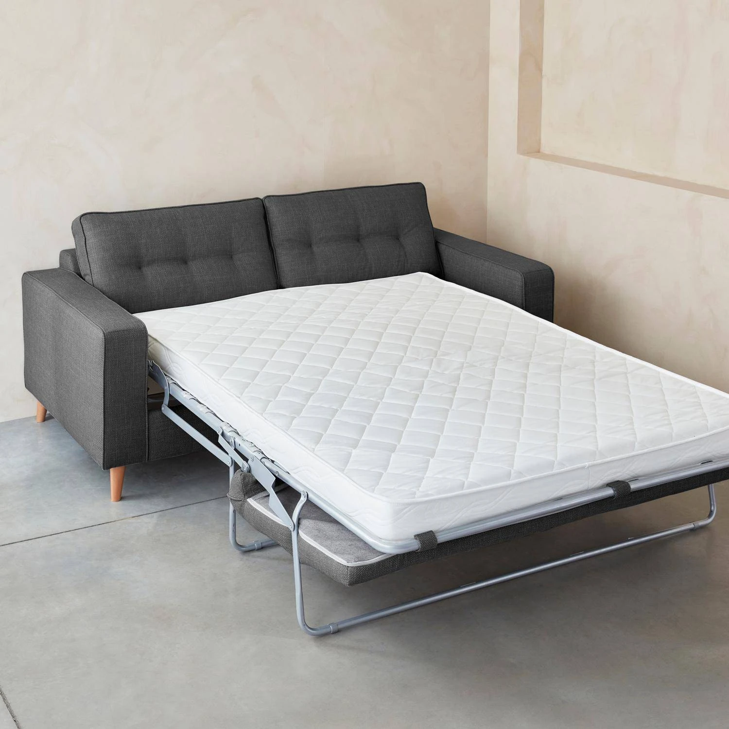 Canapé Lit Convertible 3 Places Avec Matelas 12cm - Fabriqué En France Couleur : Anthracite 3 Canapé Lit Convertible 3 Places Avec Matelas 12cm - Fabriqué En France Couleur : Anthracite – Image 3