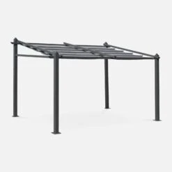 Pergola Aluminium 3x4 M Toile Coulissante Couleur : Gris
