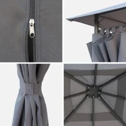 Tonnelle 3x3m Avec Rideaux Couleur : Gris -Meubles Boutique pgskd3x3gy 546d5d8a45cf1c0f37d0fea157288d6c