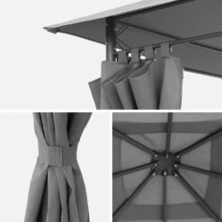 Tonnelle 3x4 M Avec Rideaux Couleur : Gris -Meubles Boutique pgskd3x4gy d371a84da33644b9db6339e128e09cbf