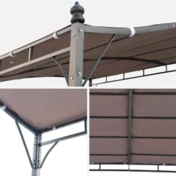 Pergola Acier 3x2,5 M Couleur : Taupe -Meubles Boutique pgskdwallbn 72a2e91228110d7b2da616e2bb629b1d