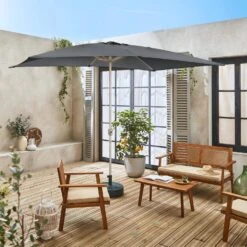 Parasol Rectangulaire 2x3m, Aluminium Anodisé Couleur : Gris