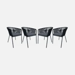 Fauteuil De Jardin Corde Et Acier Galvanisé (lot De 4) Couleur : Noir / Gris 7 Fauteuil De Jardin Corde Et Acier Galvanisé (lot De 4) Couleur : Noir / Gris -Meubles Boutique ropearmx4bk 03e64dd42ee3ae6666977377bc21e636