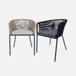 Fauteuil De Jardin Corde Et Acier Galvanisé (lot De 4) Couleur : Noir / Gris 9 Fauteuil De Jardin Corde Et Acier Galvanisé (lot De 4) Couleur : Noir / Gris -Meubles Boutique ropearmx4bk d728ae43c8e8dfcdfe21805c6af0d8b2