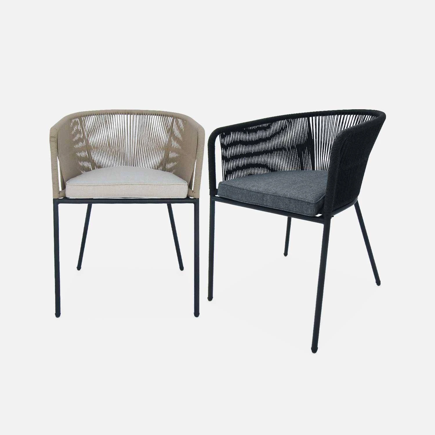 Fauteuil De Jardin Corde Et Acier Galvanisé (lot De 4) Couleur : Noir / Gris 5 Fauteuil De Jardin Corde Et Acier Galvanisé (lot De 4) Couleur : Noir / Gris – Image 5