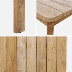 Table Intérieur/extérieur En Teck Recyclé, 220cm + 8 Chaises En Corde Empilables Couleur : Beige -Meubles Boutique tk220r8rpbg f324105c84d7bccc80f9396521124041