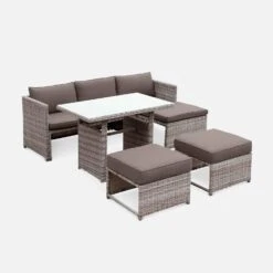 Salon De Jardin Résine Tressée 6 Places Couleur : Gris / Gris Taupe -Meubles Boutique wk100r5sofagy ef9380f17494f9abdd79f7989a46b035