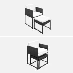 Salon De Jardin Encastrable Résine Tressée 4 Chaises, 4 Poufs Couleur : Noir / Ecru -Meubles Boutique wk4cubepfbk cf5a4973cfb06b422c0ff65ec25f232b