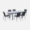 Table De Jardin Extensible Aluminium, 6 Chaises Couleur : Gris / Gris Foncé