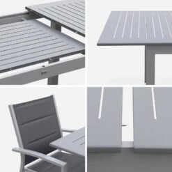 Table De Jardin Extensible Aluminium, 6 Chaises Couleur : Gris / Gris Foncé -Meubles Boutique xtsafm210r6at 807e046bcb5765ab554ff9e1a5bbbd9c