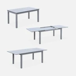 Table De Jardin Extensible Aluminium, 6 Chaises Couleur : Gris / Gris Foncé -Meubles Boutique xtsafm210r6at cf6bb665c1fbd5745416d300811408fc